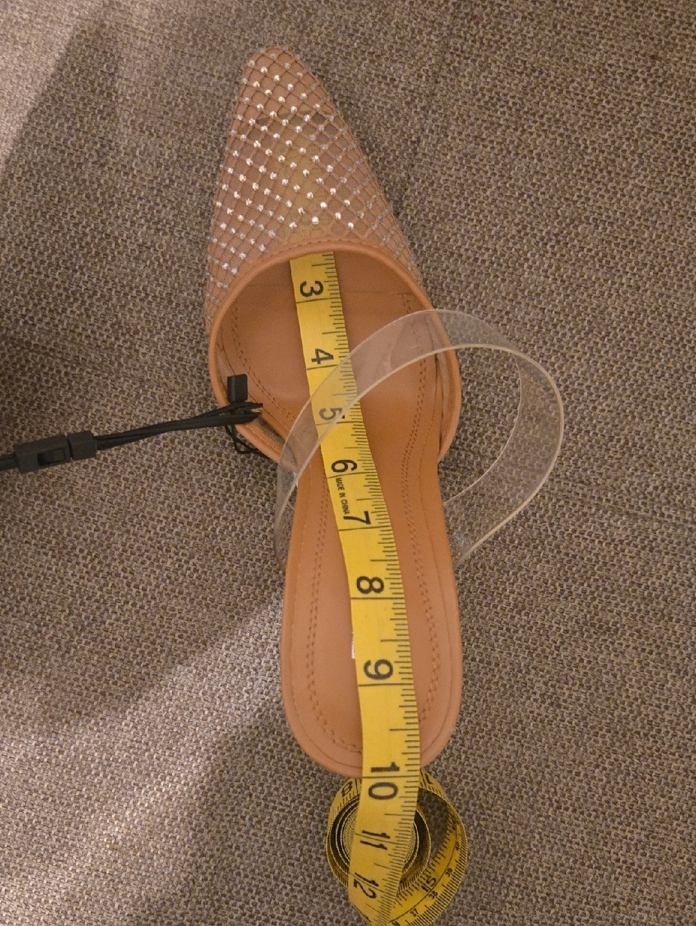 Zara Women's Beige Embellished Heels with Clear Straps - Picture 9 of 10